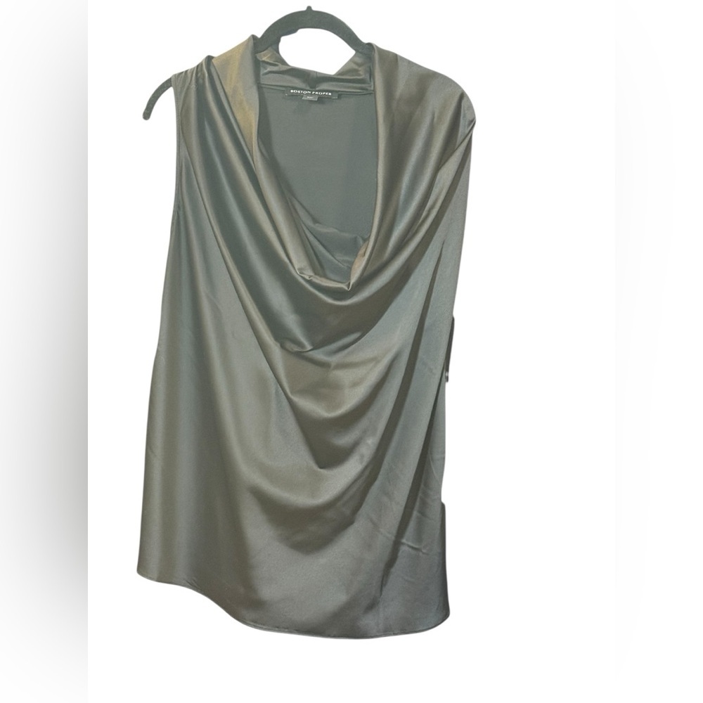 Boston Proper Satin Cowl Neck Sleeveless Top L